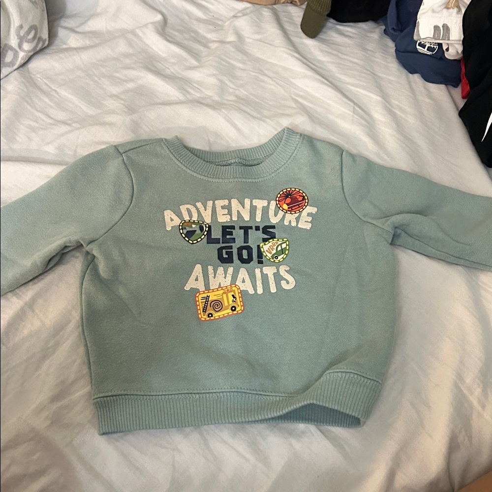 Adventure Awaits Kids Sweatshirt - Greenish / Blue
